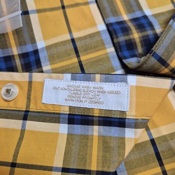 Roundtree & Yorke Gold Label Men's Shirt Size S Short Sleeve Yellow Plaid (56) - Picture 7 of 10